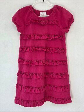 Hanna Andersson Hot Pink Tiered Ruffle Dress Casual Play Girls 4 (110 cm)